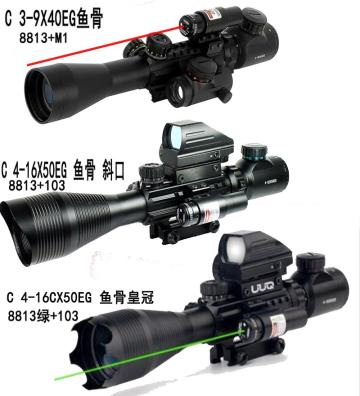 懐中電灯4-16倍3-9X40E魚骨ホログラムレーザー...